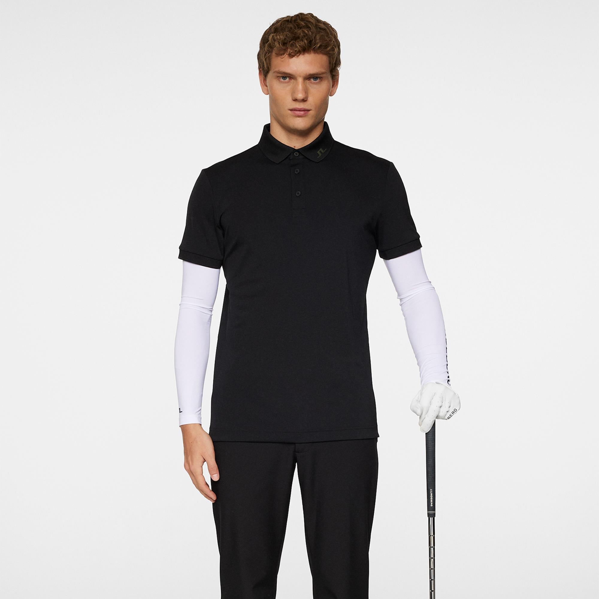 J Lindeberg KV Print Mens Golf Polo Shirt Black
